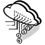 Data Management icon, a representation of different services from the cloud being served